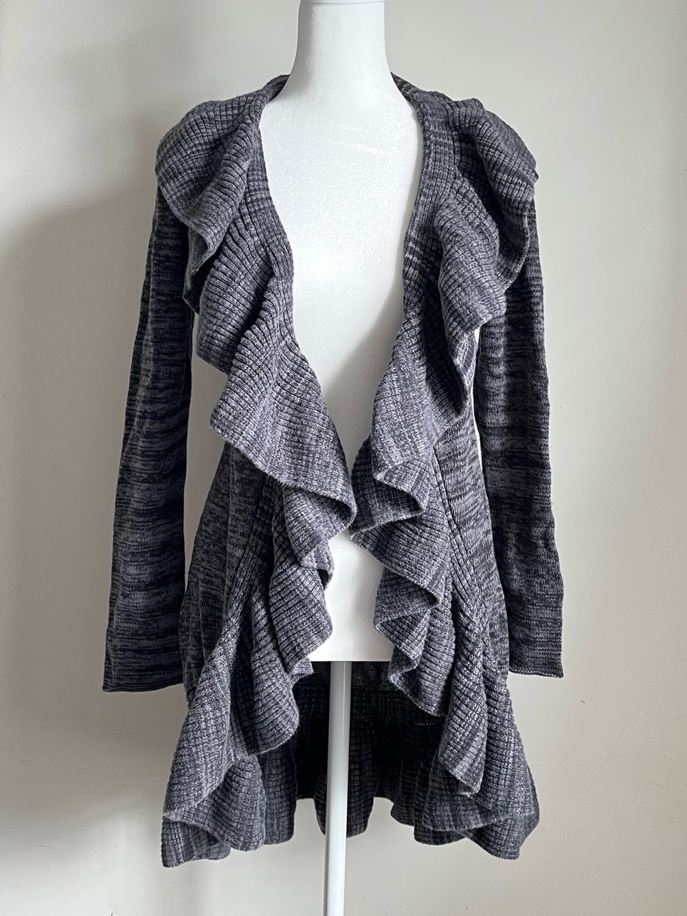 Neiman Marcus Open Front Waterfall Cardigan M Ruffle Whimsigoth Fairy Grunge